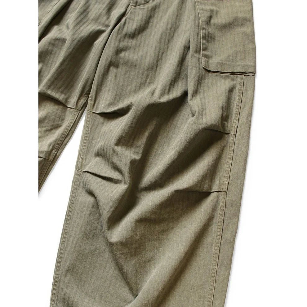 KAPITAL HERRINGBONE JUMBO MONKEY PANTS 'KHAKI' - Antithesis Store