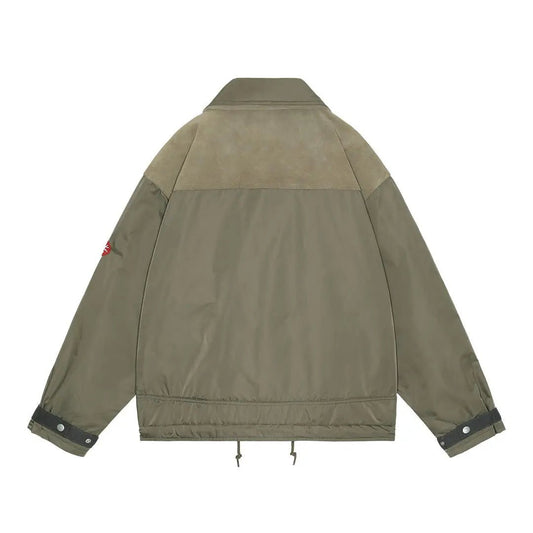 LEATHER SHOULDER BOMBER JACKET 'Khaki - Antithesis Store