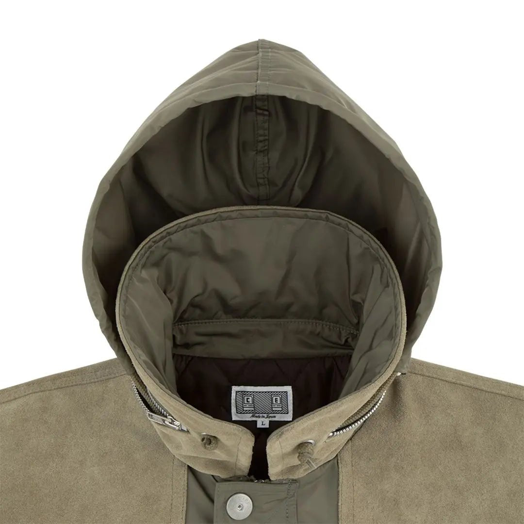 LEATHER SHOULDER BOMBER JACKET 'Khaki - Antithesis Store