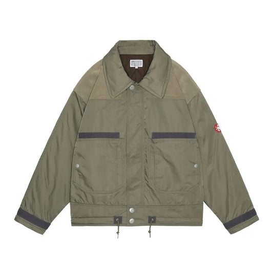 LEATHER SHOULDER BOMBER JACKET 'Khaki - Antithesis Store