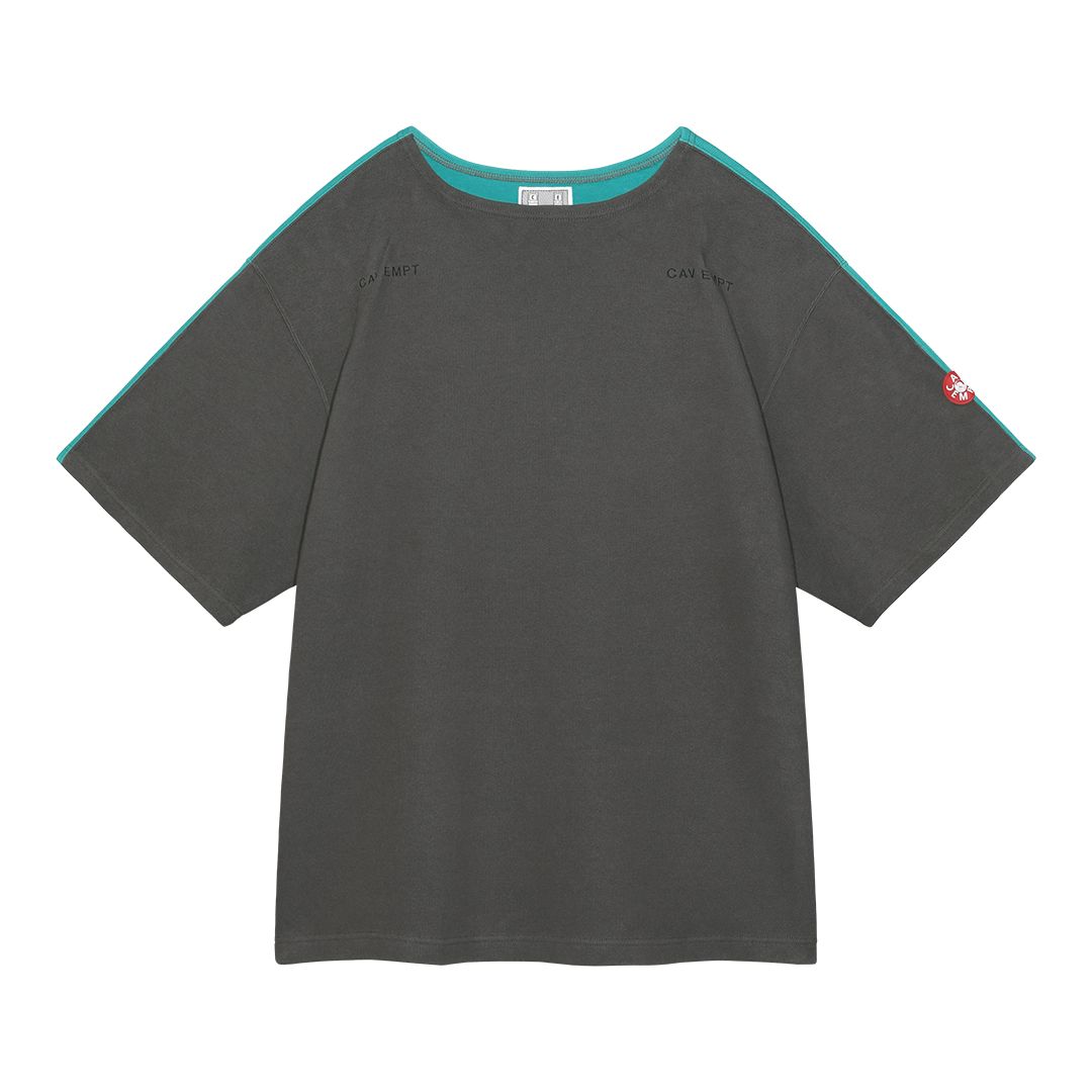 3 COLOUR DBL KNIT BOAT NECK T 'Charcoal'