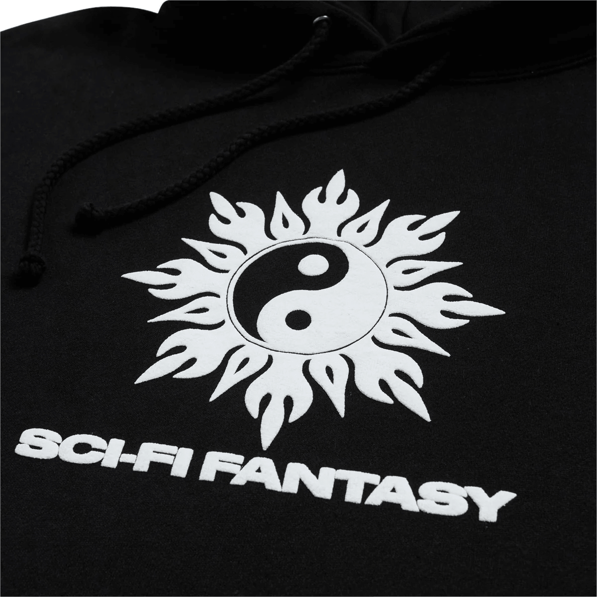SCI-FI FANTASY YIN YANG HOODED FLEECE 2 'BLACK' - Antithesis Store