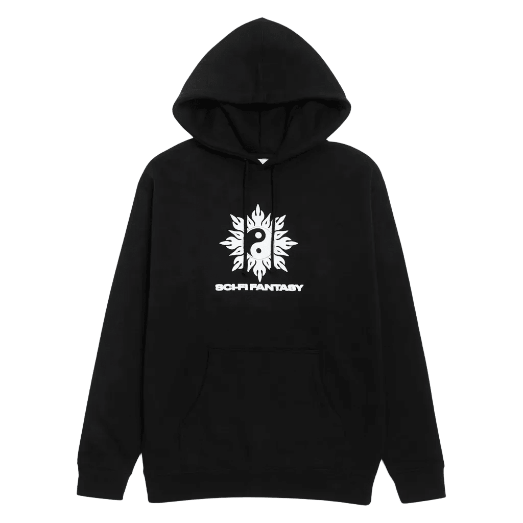 SCI-FI FANTASY YIN YANG HOODED FLEECE 2 'BLACK' - Antithesis Store