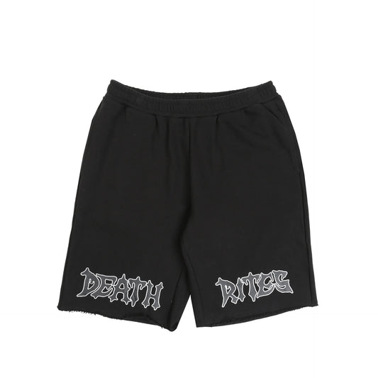 DEATH RITES SCRIPT CUT-OFF SWEAT SHORTS 'BLACK'