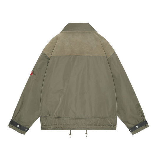 LEATHER SHOULDER BOMBER JACKET 'Khaki